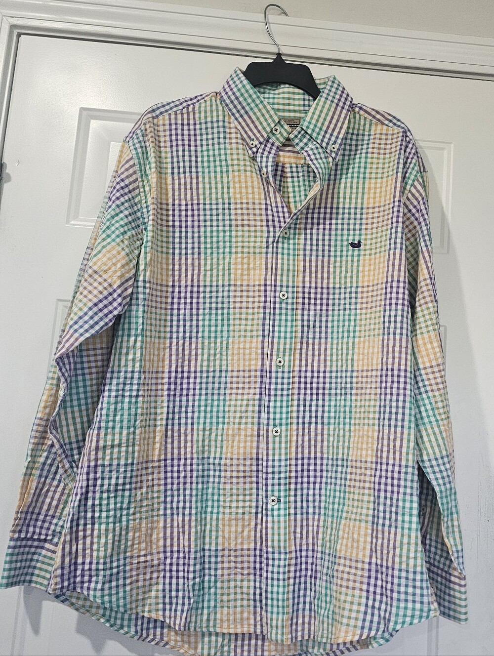 Southern Marsh Pastel Plaid Button-Down Shirt Size Large Gigham Seersucker {Bx3}